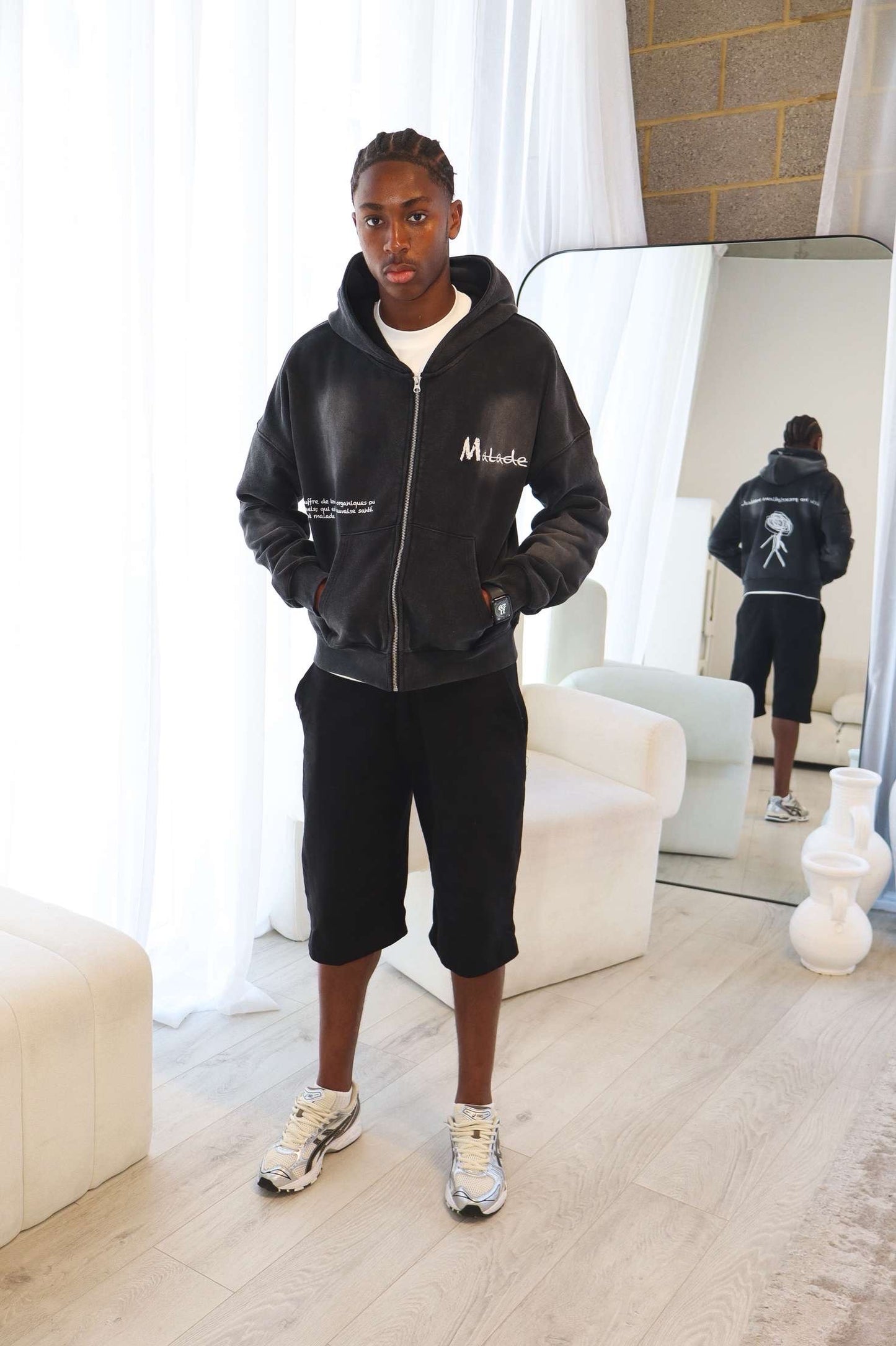 Malade Black Sun Faded Hoodie