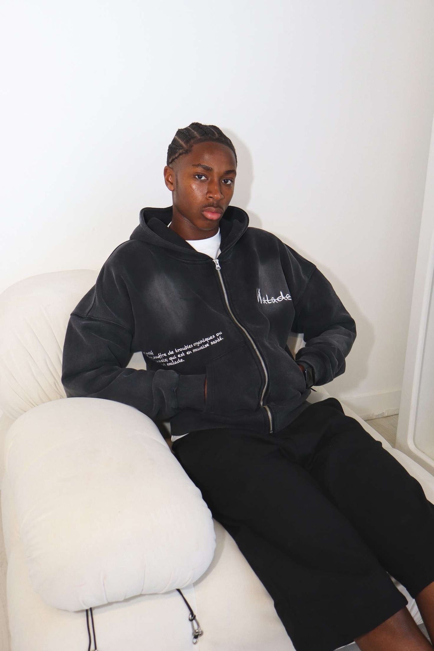 Malade Black Sun Faded Hoodie