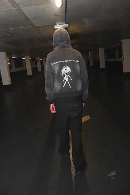 Malade Black Sun Faded Hoodie